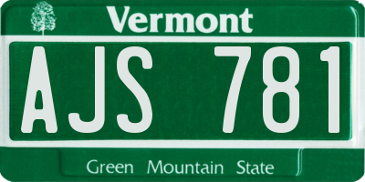 VT license plate AJS781