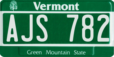VT license plate AJS782