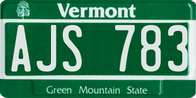 VT license plate AJS783