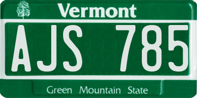 VT license plate AJS785
