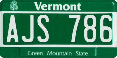 VT license plate AJS786