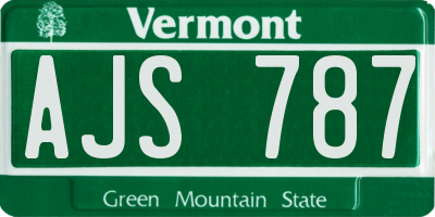 VT license plate AJS787