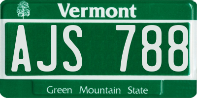 VT license plate AJS788