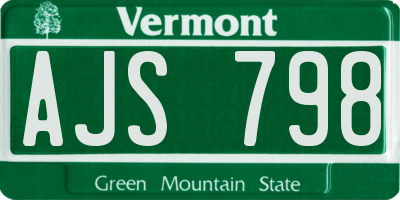 VT license plate AJS798