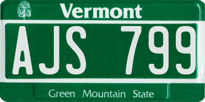 VT license plate AJS799