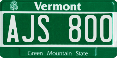 VT license plate AJS800