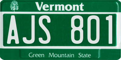 VT license plate AJS801