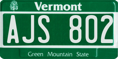 VT license plate AJS802