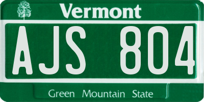 VT license plate AJS804