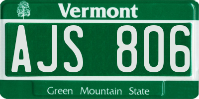VT license plate AJS806
