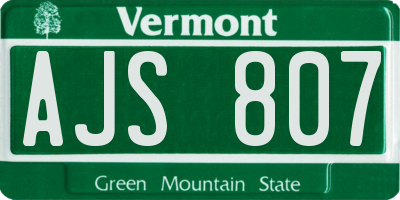 VT license plate AJS807