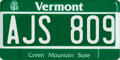 VT license plate AJS809