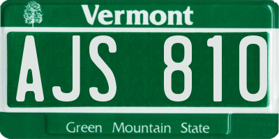 VT license plate AJS810