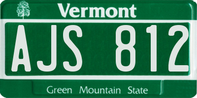 VT license plate AJS812