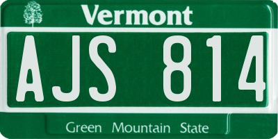 VT license plate AJS814