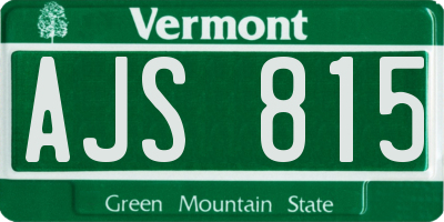 VT license plate AJS815