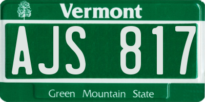 VT license plate AJS817