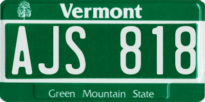 VT license plate AJS818