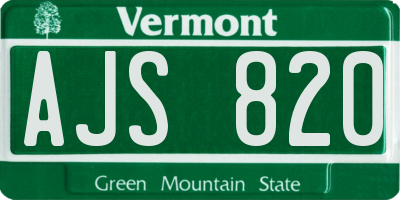 VT license plate AJS820