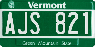 VT license plate AJS821