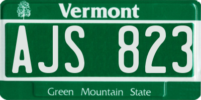 VT license plate AJS823
