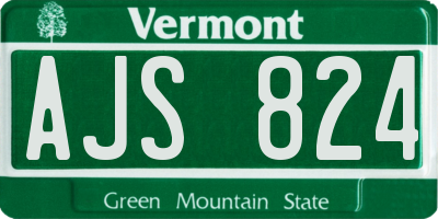 VT license plate AJS824