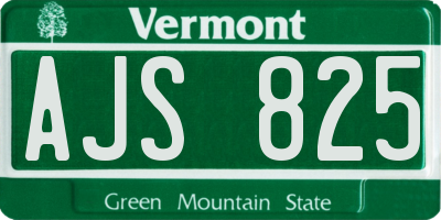 VT license plate AJS825