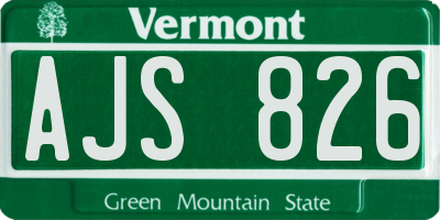 VT license plate AJS826