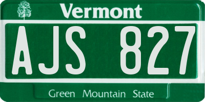 VT license plate AJS827