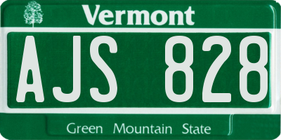 VT license plate AJS828