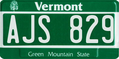 VT license plate AJS829