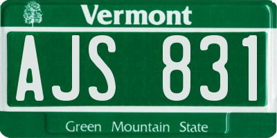 VT license plate AJS831
