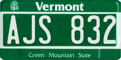 VT license plate AJS832