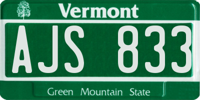 VT license plate AJS833