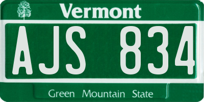 VT license plate AJS834
