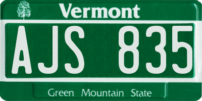 VT license plate AJS835