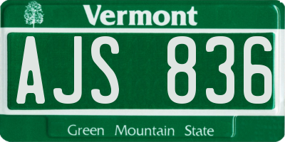 VT license plate AJS836