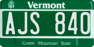VT license plate AJS840