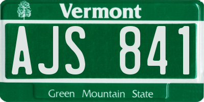 VT license plate AJS841
