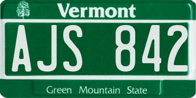 VT license plate AJS842