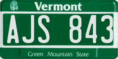 VT license plate AJS843