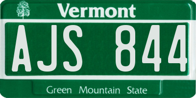 VT license plate AJS844