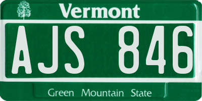 VT license plate AJS846