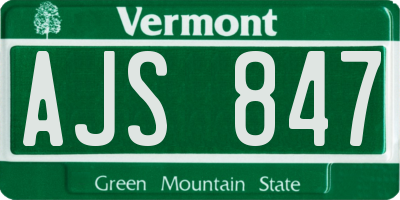 VT license plate AJS847