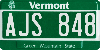 VT license plate AJS848