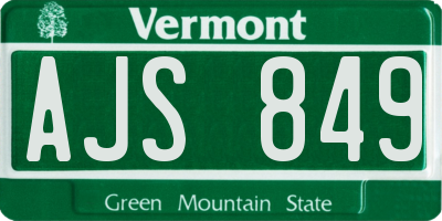 VT license plate AJS849