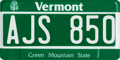 VT license plate AJS850