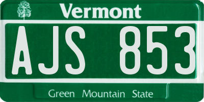 VT license plate AJS853