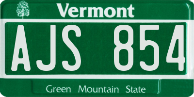 VT license plate AJS854