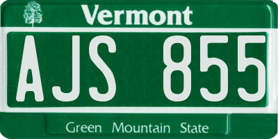 VT license plate AJS855